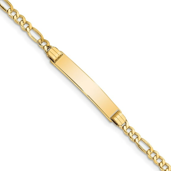 Primal Gold 10 Karat Yellow Gold Semi-solid Figaro Link ID Bracelet
