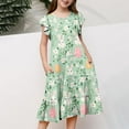 thumbnail image 5 of Riecok Summer Short - Sleeved Ruffled Round - Neck Easter - Printed Waist - Cinched Pocketed Tiered Dress for Girls Aged 6 - 15 Multicolor 12-13 Years, 5 of 5