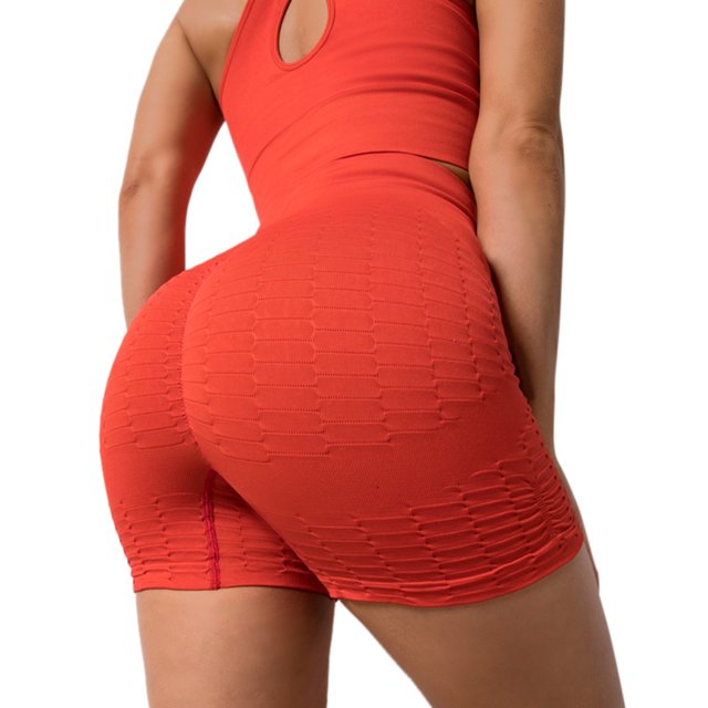 Gibobby Shorts Yoga Cintura Slim Yoga Leggings Medias Pantalones casuales Running Mujer Fitness Elástico Pantalones de yoga de alta(Rojo, S)