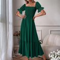thumbnail image 2 of Birdeem Mode Décontractée Été Col Carré Manches Courtes Robe Longue pour Femmes, 2 of 12