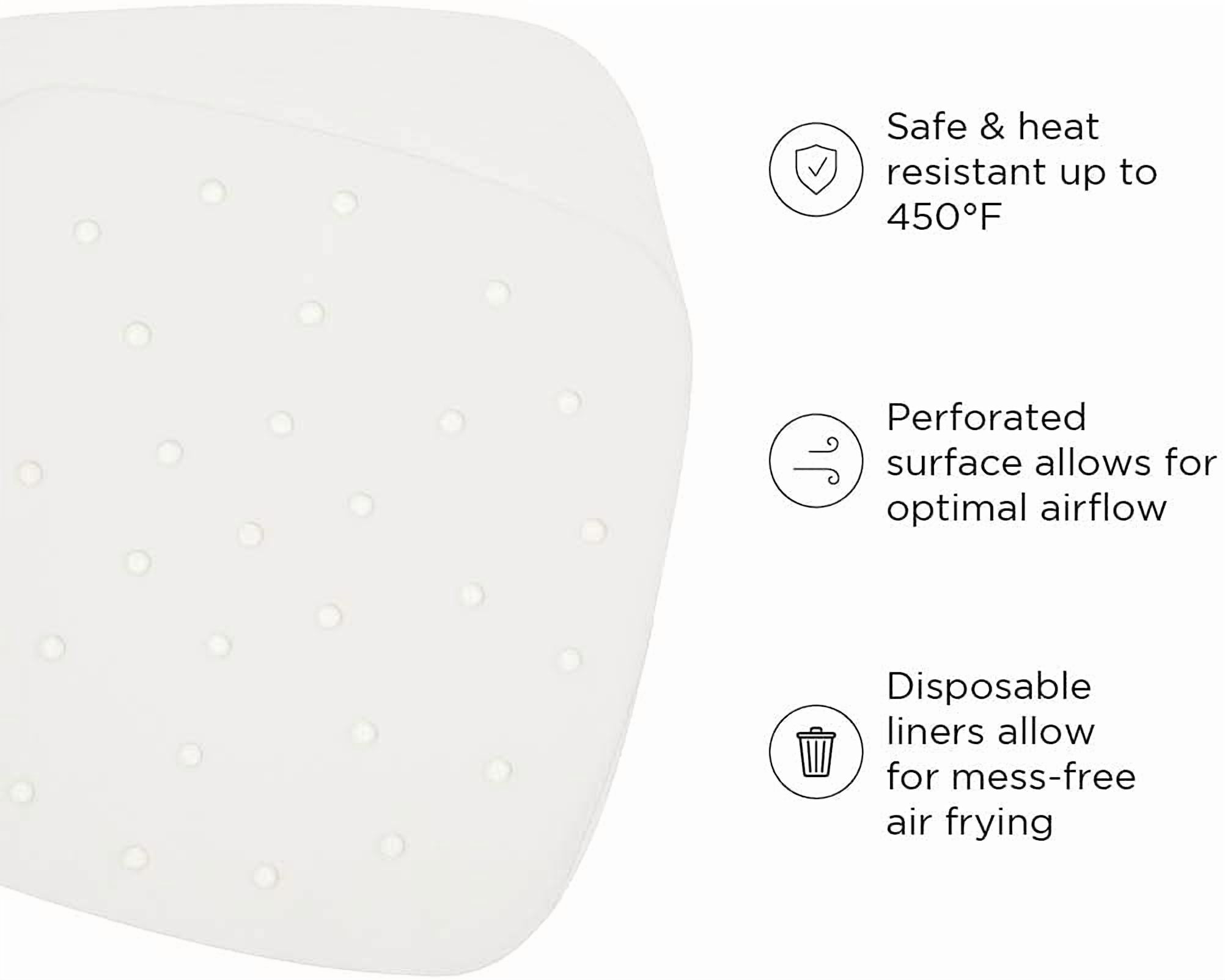 JJEAN-Disposable Air Fryer Liners, Heat-Resistant Parchment Paper For Baskets, 100 Pack, 8x 8” Square