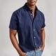thumbnail image 1 of Blusa y camisa de manga corta con cuello vuelto para hombre, color liso, informal, holgada, con botones y bolsillo, blusa de manga corta con cuello vuelto, blusa de poliéster para hombre, 1 of 5