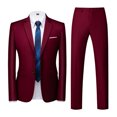 thumbnail image 4 of JUUYY Men's Suit Slim Fit 2 Button 2 Piece Suits Party formal Dress Solid Color Tuxedo Blazer Slid Color Jacket Pants Set Wine XXL, 4 of 7