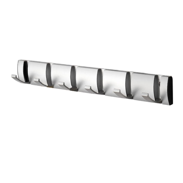 Moyic Colgador de puerta plegable con 6 ganchos, gancho de almacenamiento reutilizable sin perforaciones, soporte para albornoz de toalla de baño para Almacenamiento y organización del hogar Plata Moyic HA063591-04B