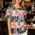 thumbnail image 6 of JULMCOMO Cotton Linen T Shirts for Women Floral Print Short Sleeve Casual Henley Shirts Baggy Comfy Summer Tops with Chest Pocket Green 3XL, 6 of 9