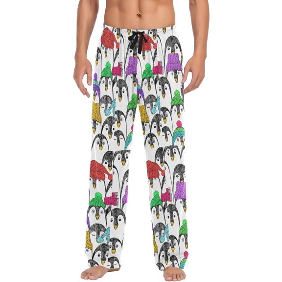 GZHJMY Penguin Pajama Pants for Men, Lounge Pants Lightweight Men Pajama Bottoms with Drawstring Pockets, Christmas New Year Birthday Gifts, Large