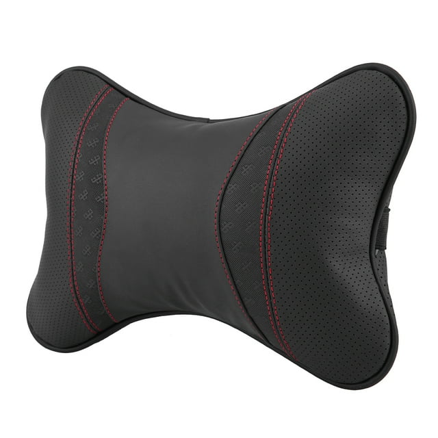 Accesorios para automóviles, cojín de cuero para descanso del coche, reposacabezas del asiento, reposacabezas, almohada para descanso del cuello, soporte negro