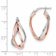 thumbnail image 2 of 14k Yellow Gold w/White Rhodium and Rose Gold-plated Swirl Hoops TF1234, 2 of 2