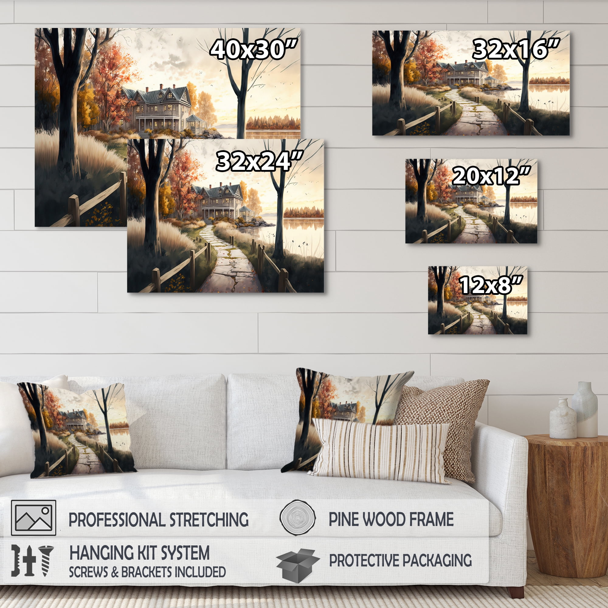 Designart Charming Cabin And Path I Canvas Wall Art