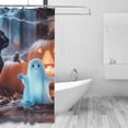 thumbnail image 2 of Halloween Shower Curtain, Halloween Black Cat Ghost Pumpkin Halloween Decor Shower Curtain, Halloween Decorations Bathroom Curtain with 9 Buttonholes, Ruffle Shower Curtain 60x72in, 2 of 6
