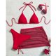 thumbnail image 4 of Trajes de baño para mujer Traje de baño de bikini sólido con almohadilla para el pecho para mujer Traje de baño dividido Bañador y faldas de baño Trajes de baño de 3 piezas para mujer, 4 of 8