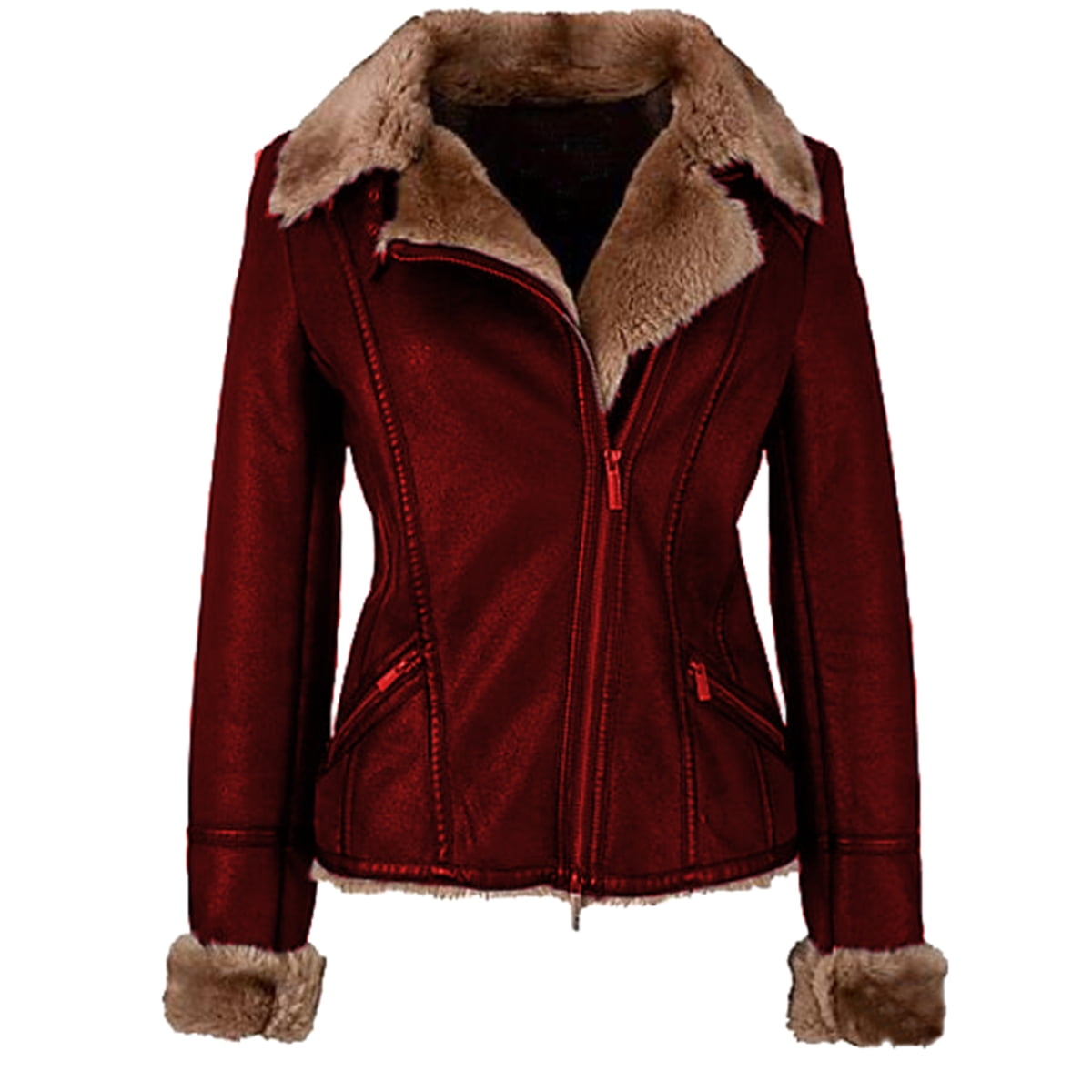 Buy Lovaru Women Leather Jacket Faux Fur Coat Online at Lowest Price in
