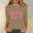 thumbnail image 2 of IROINNID Deals Breast Cancer Pullover for Women Breast Cancer Awareness Comfy Printed Loose T-shirt 3/4 Sleeves Blouse Round Neck Tops,Khaki, 2 of 5