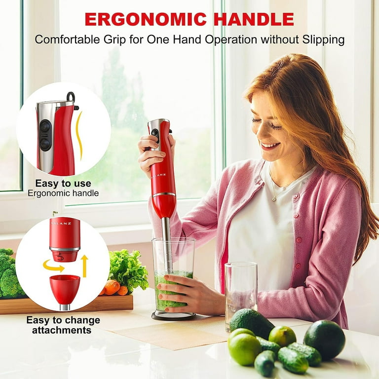  Immersion Blender 800W, 5 in 1 Hand Blender, 24 Speed and Turbo  Mode Immersion Blender Handheld, Stick Blender Stainless Steel Blade with  Mixing Beaker, Chopper, Whisk and Milk Frother: Home & Kitchen