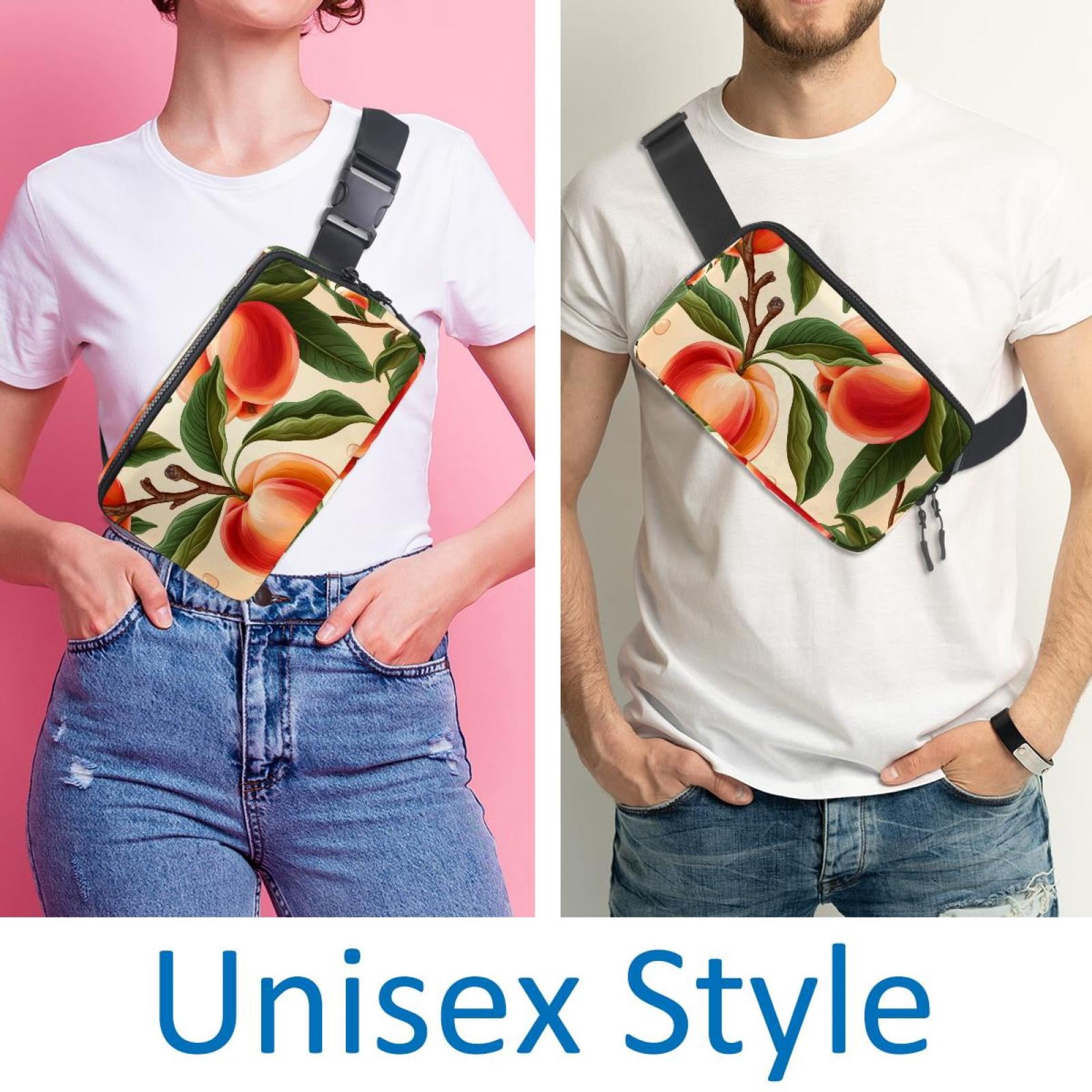 Peaches Lightweight Adjustable Crossbody Fanny Sling Bag with Extension Strap Unisex
