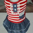 thumbnail image 4 of Magazine Pet Dog Striped Dress,Vest Denim Skirt for Small Medium Puppy,Lace Trim Pocket Decortive Dresses, 4 of 5