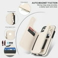 thumbnail image 3 of Crossbody Wallet Phone Case For iPhone 11 Pro with Card Holder,Kickstand,Zipper Card Slot Protector Shockproof PU Leather Purse Cover with Removable Cross Body Strap&Wrist Strap,White, 3 of 8