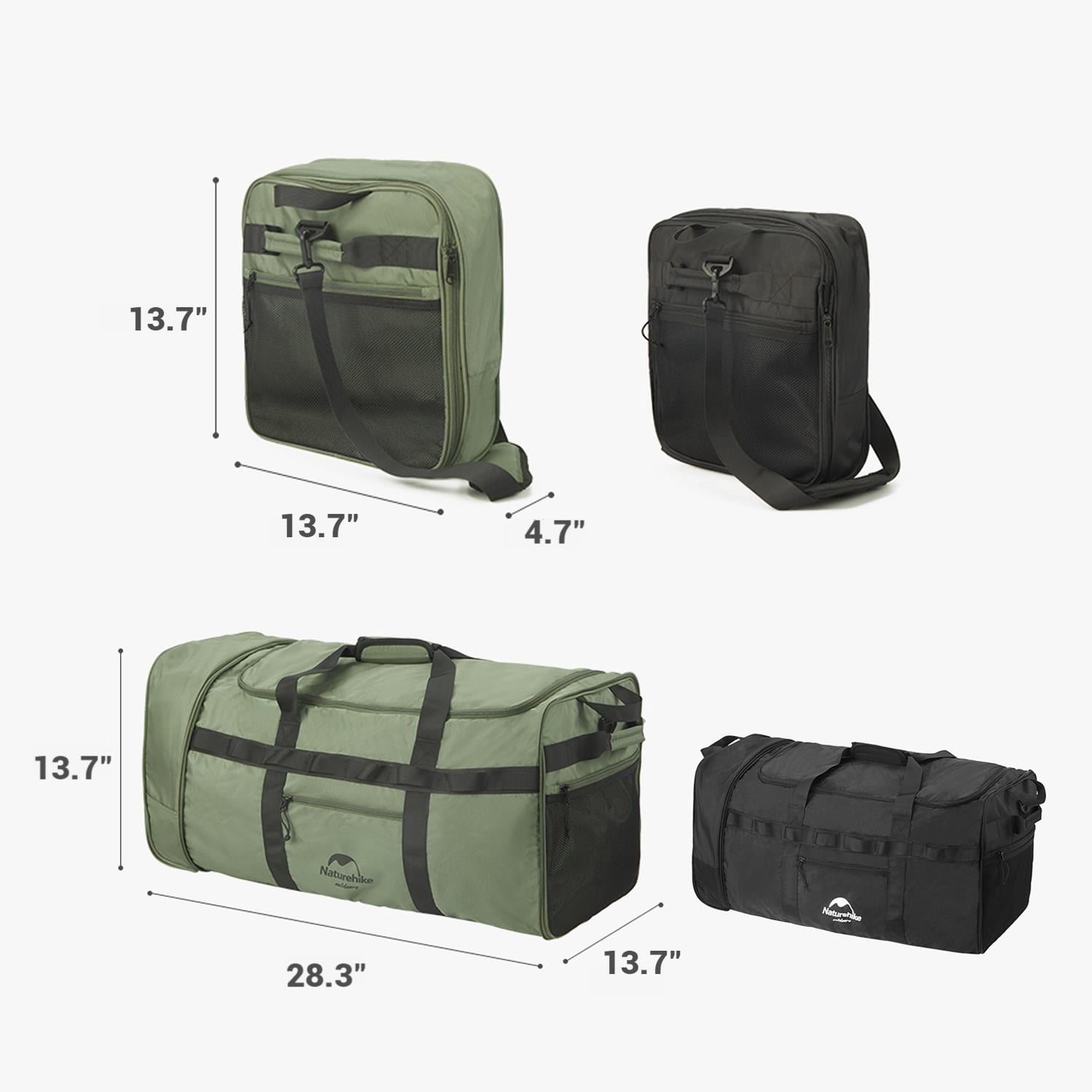 Naturehike, Collapsible Duffel Bag with Wheels, Portable 88L Large Capacity Sports & Travel Bag, Foldable Travel Luggage Bag for Adult, Tear-resistant Polyester Fabric, For Camping/Traveling/Touring