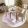 thumbnail image 4 of Round Rugs 5Ft, Pink Christmas Round Area Rug Washable Indoor Throw Carpet, Xmas Elk Tree Snowflake Soft Non Slip Circle Rug for Cabinet Bathroom Home Decor, 4 of 8