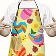 thumbnail image 2 of Yellow Chicken Colorful Rooster Egg Pattern Apron-Garden Aprons for Women with Pockets-Cotton Linen Waterproof Kitchen Cooking Gardening Aprons Adjustable for Kitchen,Cooking,BBQ and Salon 33x27 Inch, 2 of 7