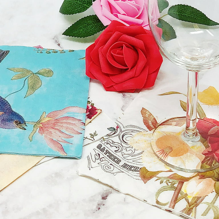 Decoupage Napkins | Roses and Postcards | Rose Napkins | Floral Napkins |  Romantic Napkins | Paper Napkins for Decoupage
