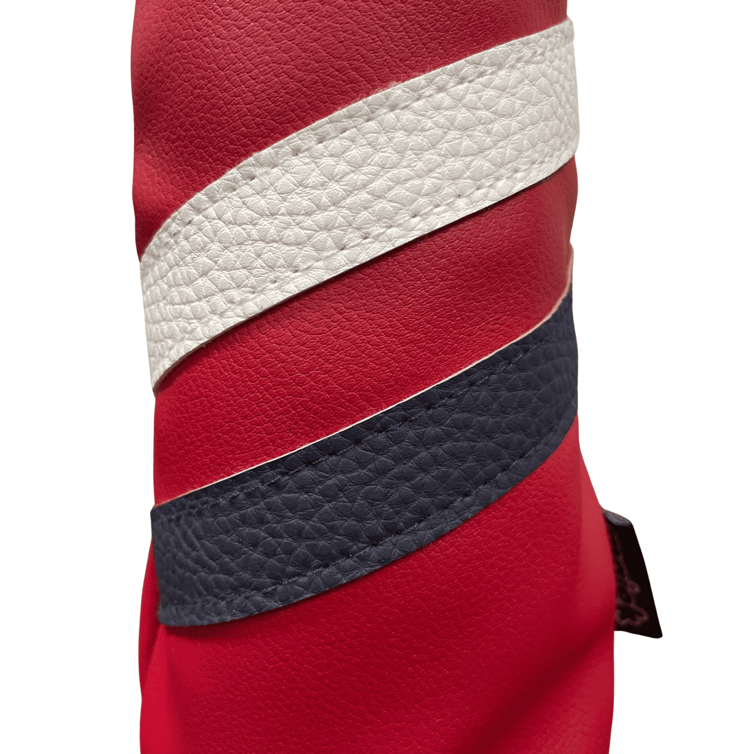 Majek Retro Golf Headcovers Red with White and Blue Stripe Vintage Leather Style 1 3 H Driver Fairway Wood and Hybrid Head Cover Classic Look