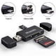 thumbnail image 1 of Reader de tarjetas Cococka SD, Lector de tarjetas de memoria Micro USB 2.0 de 3 en 1 Tipo C para Micro SD, Micro SDHC, Micro SDXC, SDXC, SDHC, SD, MMC, RS-MMC, TF y UHS-I (Black), 1 of 2
