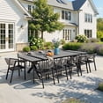 thumbnail image 3 of Crestlive Products 118" Outdoor Dining Table for 8-12, Aluminum Sturdy Frame with Umbrella Hole, Gray Wood-Grain Top, 3 of 7