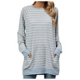 thumbnail image 1 of 2DXuixsh Chandails en Molleton Femmes Automne Hiver Contraste Col Rond Manches Longues Poche Chandail en Molleton T-Shirt Femmes Basique Léger Chandail Haut Gris Clair Taille g, 1 of 7