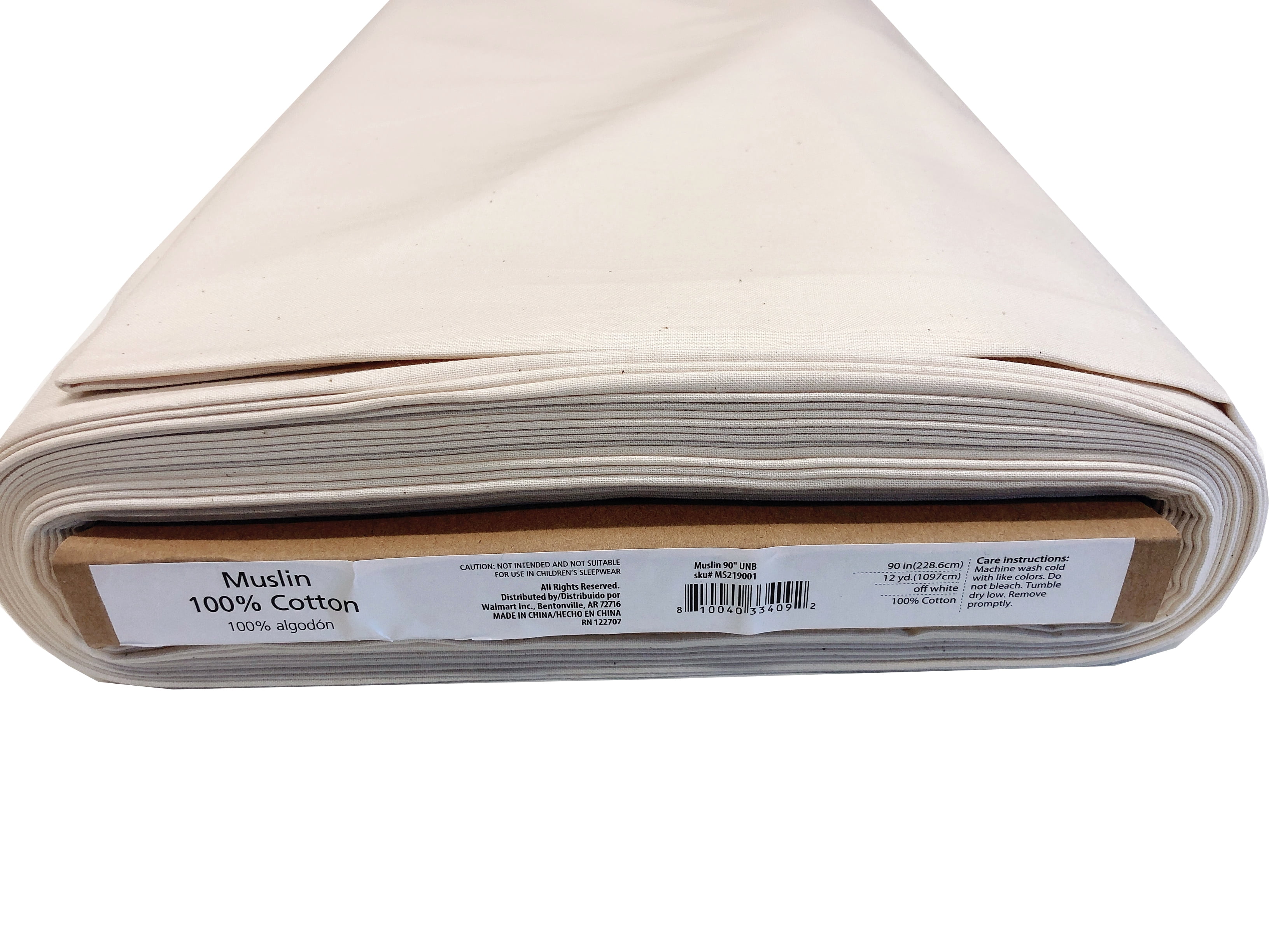 Muslin 90" Unbleached 100% Cotton Crafting Fabric, by the yard