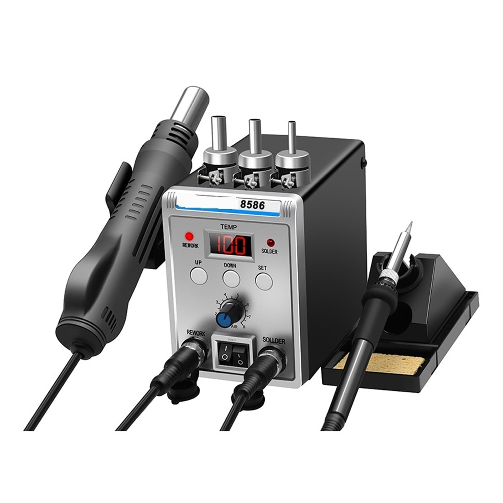 8586 Soldering Station Portable Digital Hot Air Gun BGA Rework Solder Station Hot Air Blower Heat Gun Desoldering Tool ,Fast Heating