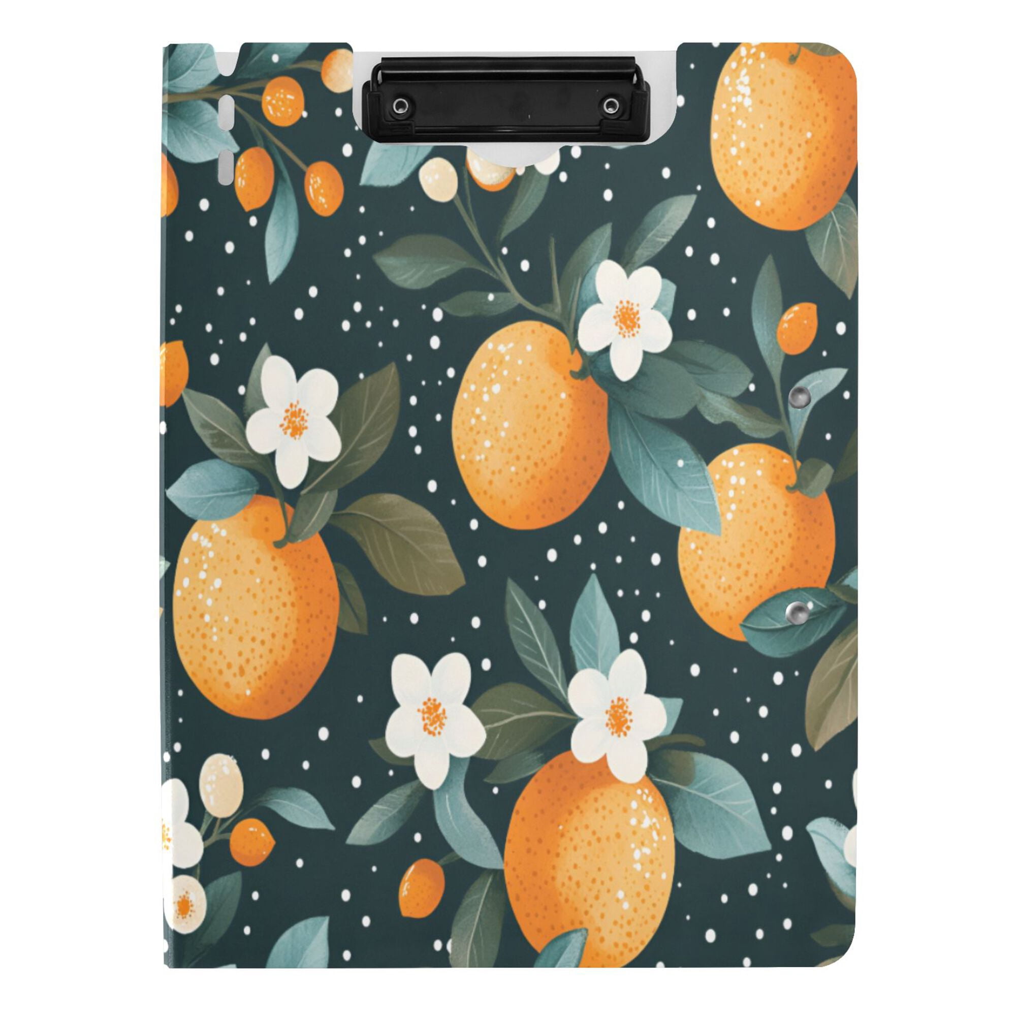 FORMRS A4 Clipboard Folder with Pen Holder Horizontal Foldable School Office Binder, Green Oranges