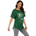 thumbnail image 1 of LUXUR Femmes Été Tops Pissenlit Impression T-shirt Manches Courtes T-shirt Mode Pull Col Rond Tee Green M, 1 of 3