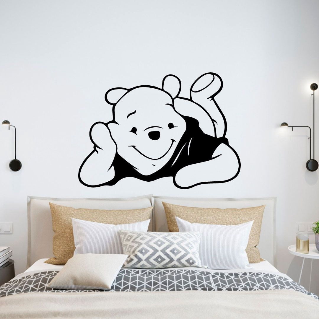 Winnie The Pooh Pooh Bear Pooh Adventures Cute Winnie The Pooh Silhouette Vinyl Sticker Wall Art Decoration Decal For Kids Baby Girl Baby Boy Room Home Room Wall Sticker Decorations Size (20x20 inch)