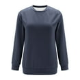 thumbnail image 4 of Scyoekwg Womens Sweatshirt Long Sleeve Crewneck Ladies Sweatshirt with Pocket Loose Pullover Casual Solid Color Fall Sweatshirt Pullover(Navy,XXL), 4 of 5