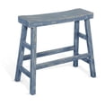thumbnail image 1 of Rena Bar Height Bench, 33 Inch Rustic Ocean Blue Mahogany Wood Frame, 1 of 6