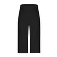 thumbnail image 4 of Enjoytime Pants for Women Solid Color Elastic Waist Split Hem Capris Lightweight Stretchy Casual Sweatpants, 4 of 8