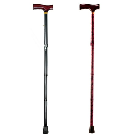 Carex Designer Derby Handle Folding Walking Cane for All Occasions, Red, 250 Pound Weight Capacity