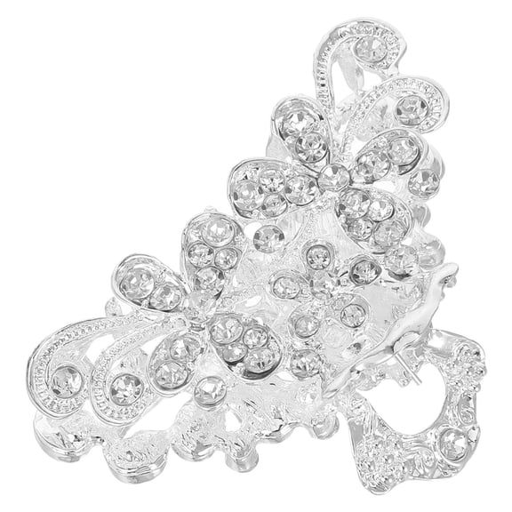 OULII Bridal Hair Clip Glitter Crystal Hairpin Flower Shape Hair Clip For Women 1Pack