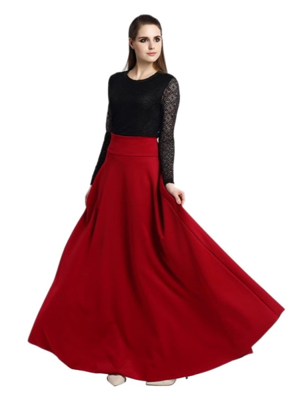 long wool a line skirt