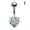 silver heart, variant on Women Belly Button Ring Rhinestone Heart Shaped Navel Barbell Piercing Jewelry ~-1
