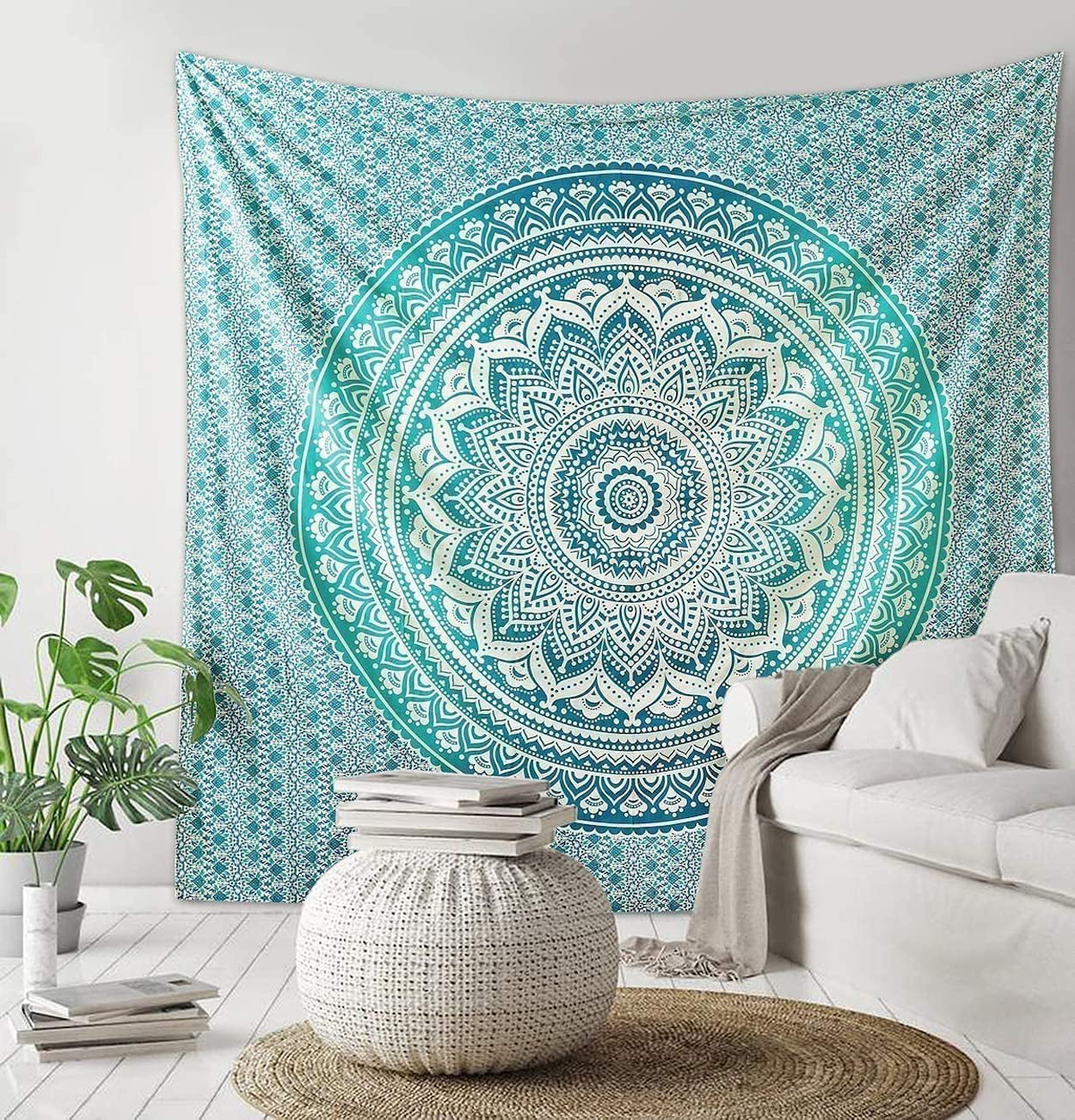Ombre Bohemian Mandala Hippies Wall Tapestry Round Beach Bedspread Yoga Mat Red 