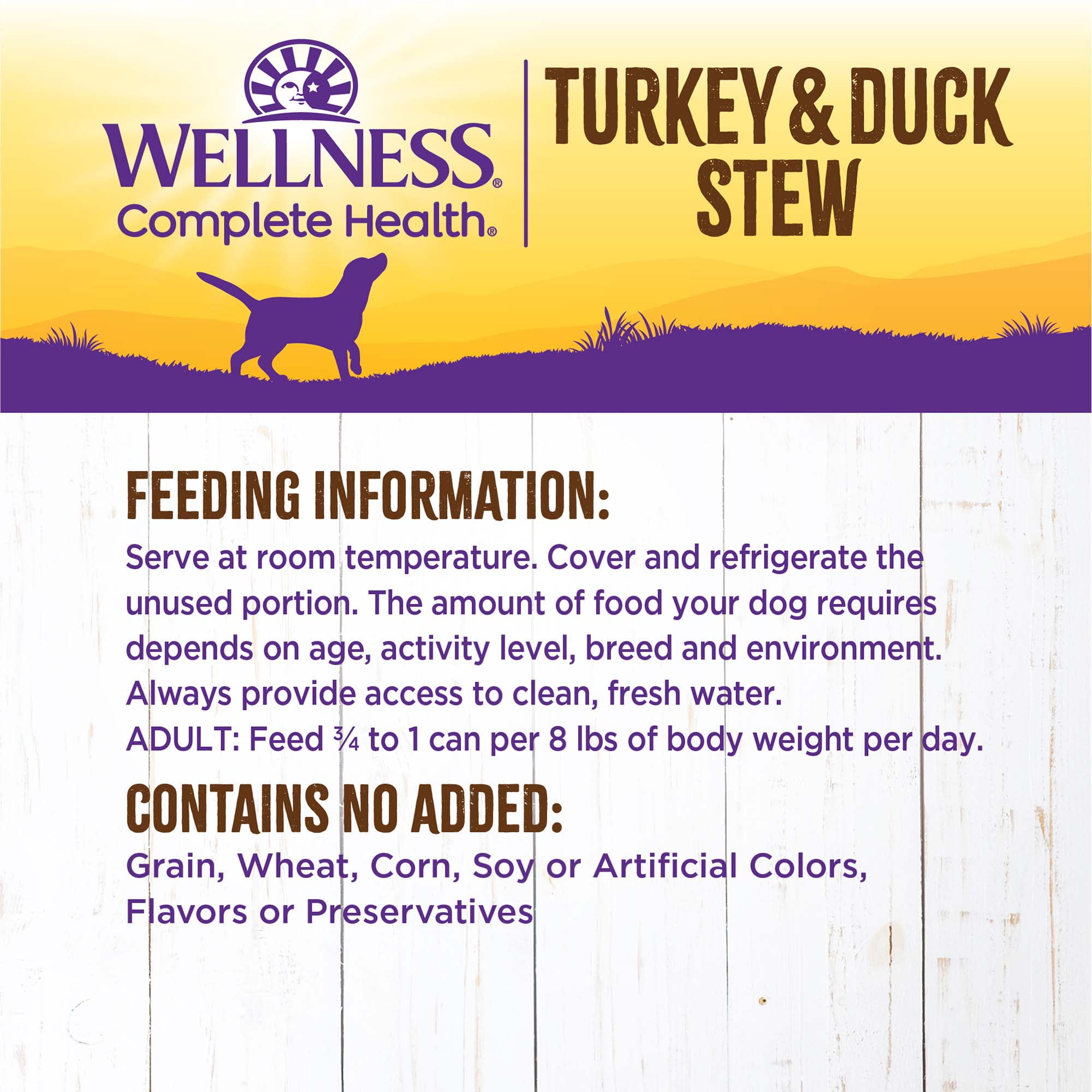 Wellness Complete Health Stew Adult Canned Wet Dog Food, Grain Free, Natural, Turkey and Duck Recipe, 12.5 oz, Pack of 12 Cans
