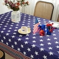 thumbnail image 2 of 4th of July Tablecloth Rectangle 60 x 102 Inch American Flag Star Patriotic Independence Day Table Cloth, Soft Polyester Fabric Table Cover for Memorial Day, Veterans Day, Blue, 2 of 5
