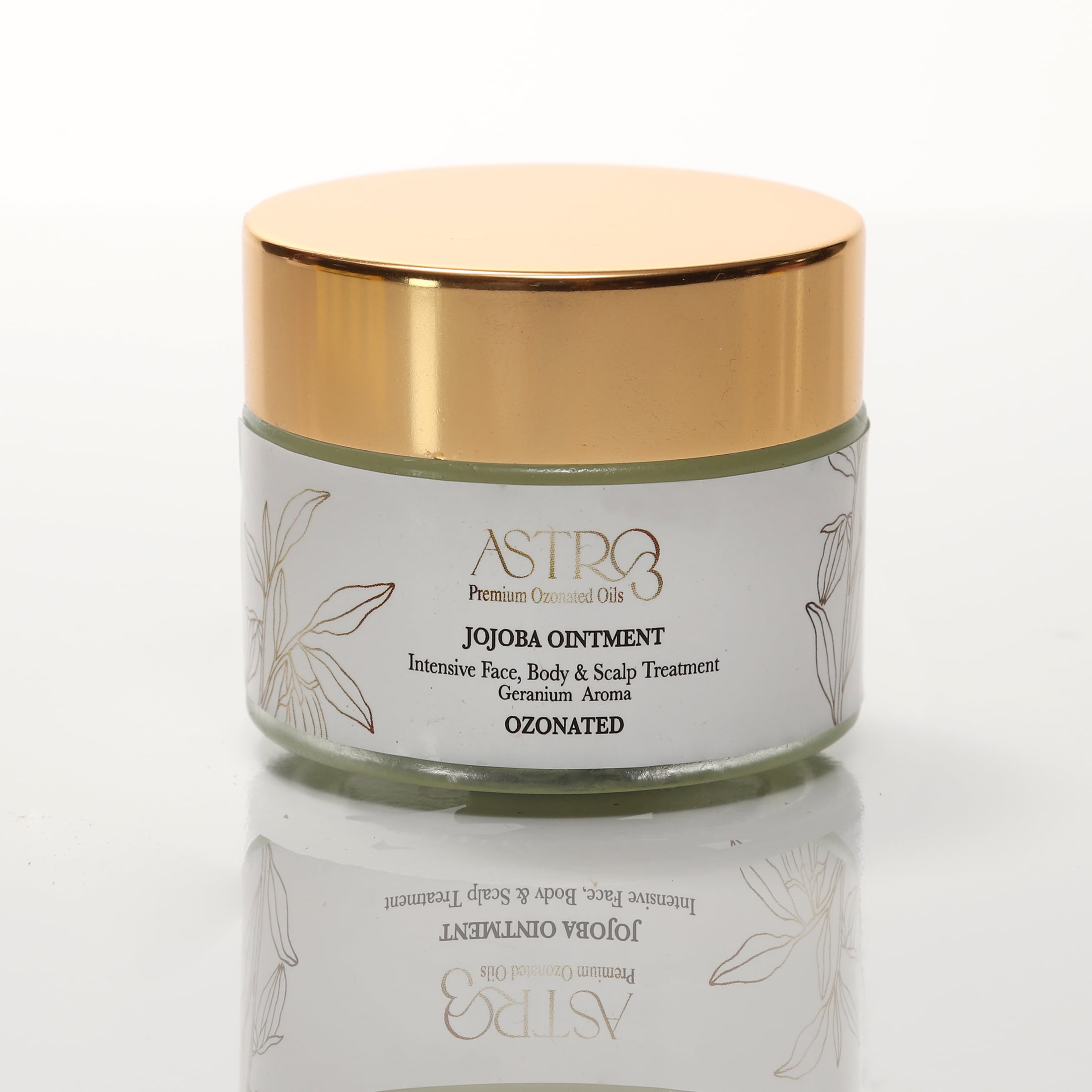 ASTRO3 Ozonated Jojoba Oil Ointment – Intensive Face, Body & Scalp Care, Geranium Aroma, Vegan