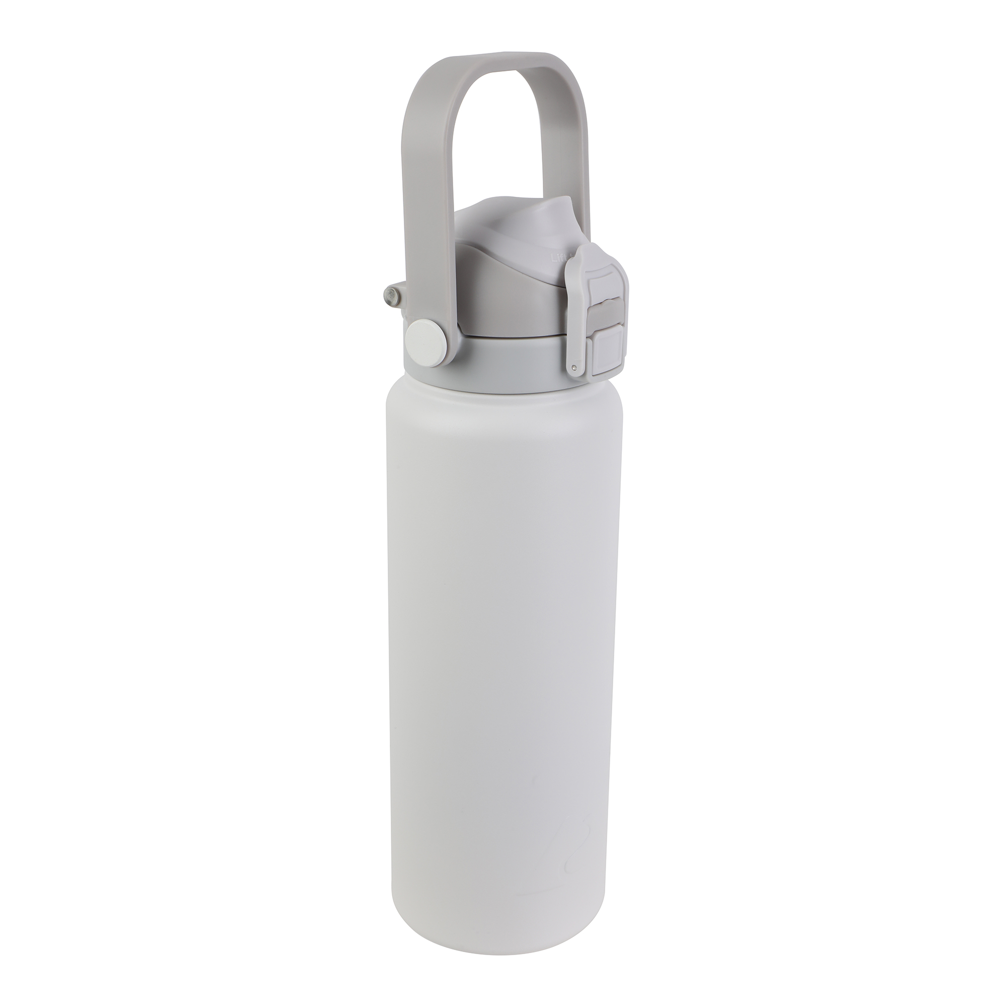 Botella de agua aislada al vacío de acero inoxidable de 30 oz con doble tapa, pared doble, tapa para sorber y verter, color gris claro 5