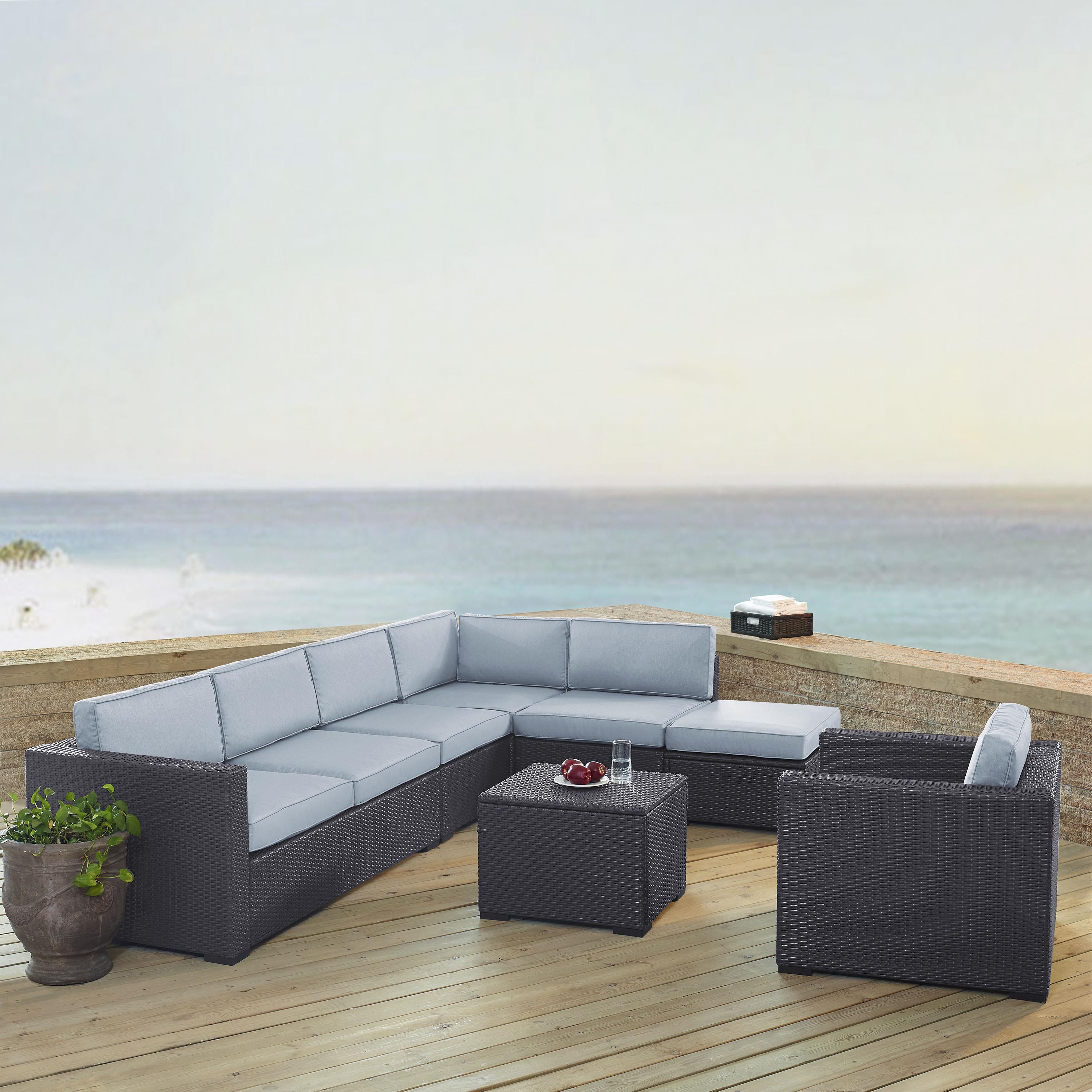 Crosley Furniture Biscayne 6 Piece Metal Patio Sectional Set in Brown/Blue - image 4 of 4