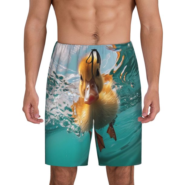 Fotbe Underwater Swimming Duck Pantalones Cortos de Pijama para Hombre, Ropa de Dormir, Pantalones de Pijama Cortos para Hombre-X-Large