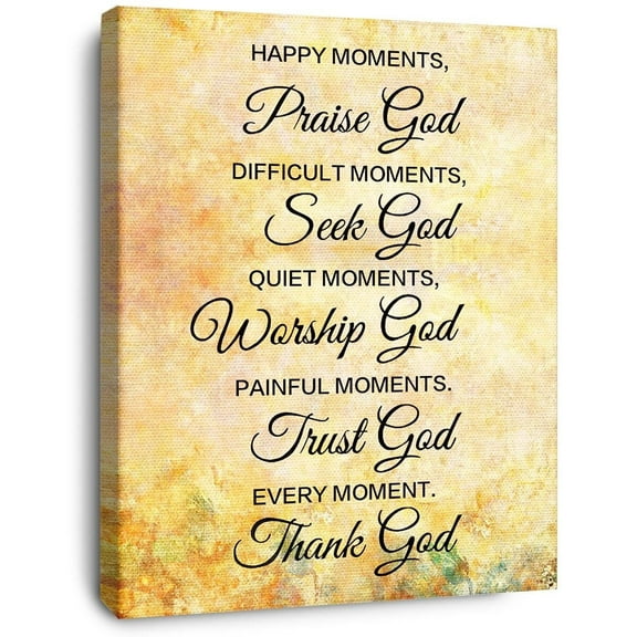 Happy Moments Praise God Wall Art poster Christian Canvas Wall Decor,Religious Bible Verse Wall Art,Scripture Wall Decor for Christian Home Office Church