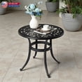 thumbnail image 2 of Hassch 23.6-Inch Cast Aluminum Round Patio Table in Black, Outdoor Bistro Table with Phoenix Pattern, 2" Umbrella Hole, Adjustable Feet, Easy Assembly, 2 of 10